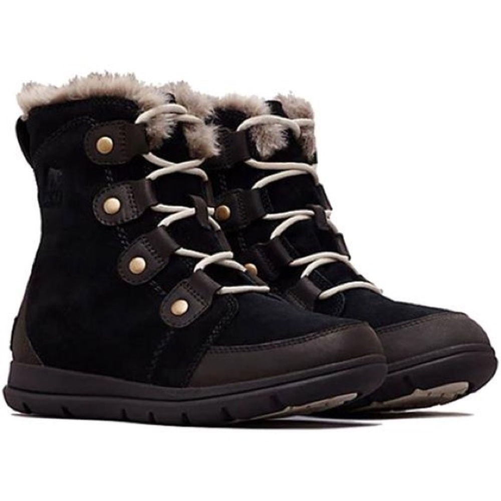 SOREL Explorer Joan Black Dark Stone Boots Size 7